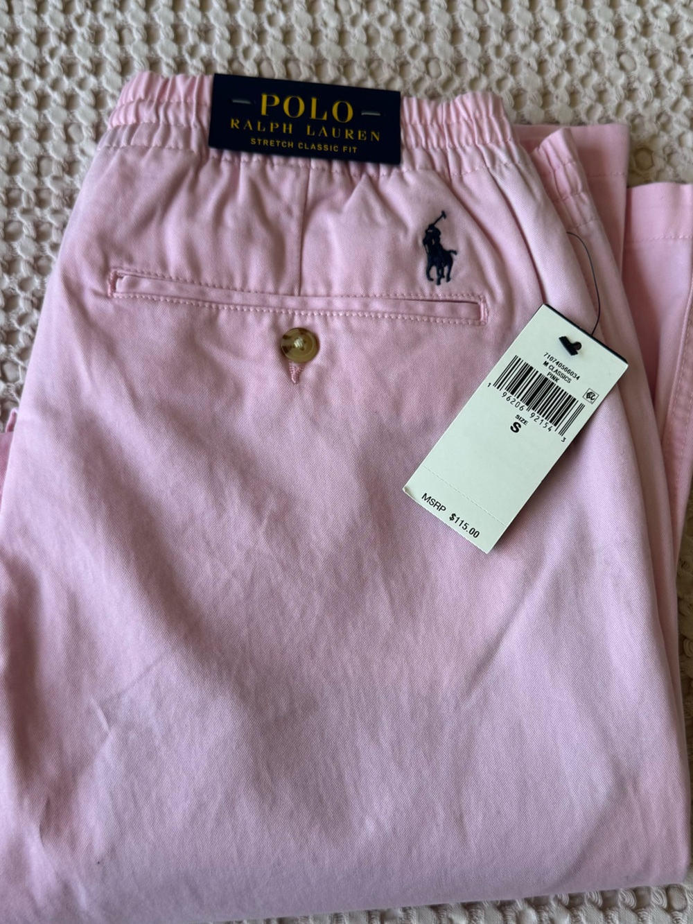 Polo Ralph Lauren Prepster Classic Fit Chino Pants S Pink Stretch Drawstring NWT